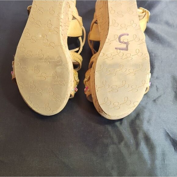 JESSICA SIMPSON LITTLE/BIG GIRL'S FALLON CORK-WRAPPED MIDSOLEWEDGE SANDAL SHOES - Picture 9 of 15